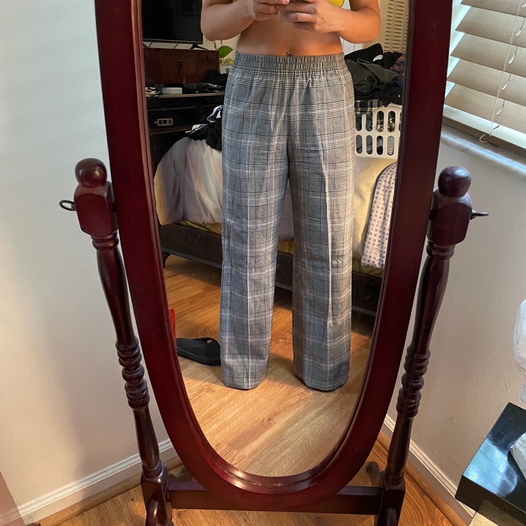 Golden Goose Gray Plaid Wide-Leg Pants